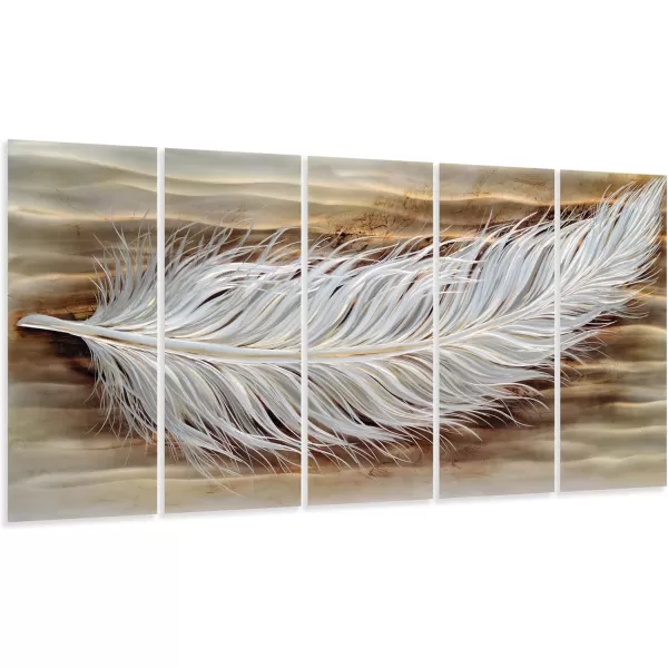 Yihui Arts Silver Metal Flower Wall Art, 5 Pieces Aluminum Artwork, Contemporary Botanical Sculpture for Living Room Bedroom Bathroom Decor