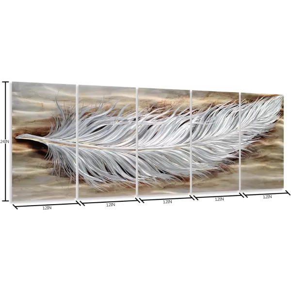 Yihui Arts Silver Metal Flower Wall Art, 5 Pieces Aluminum Artwork, Contemporary Botanical Sculpture for Living Room Bedroom Bathroom Decor