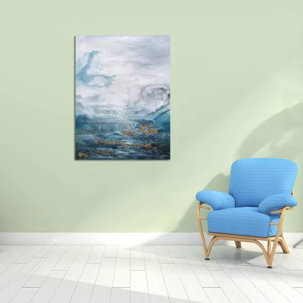 Yihui Arts Tree Couples Canvas Wall Art - Large Vertical Painting Picture with Gold Foil, Perfect for Family, Office, Bathroom or Nature Decor in Grey, White and Gold