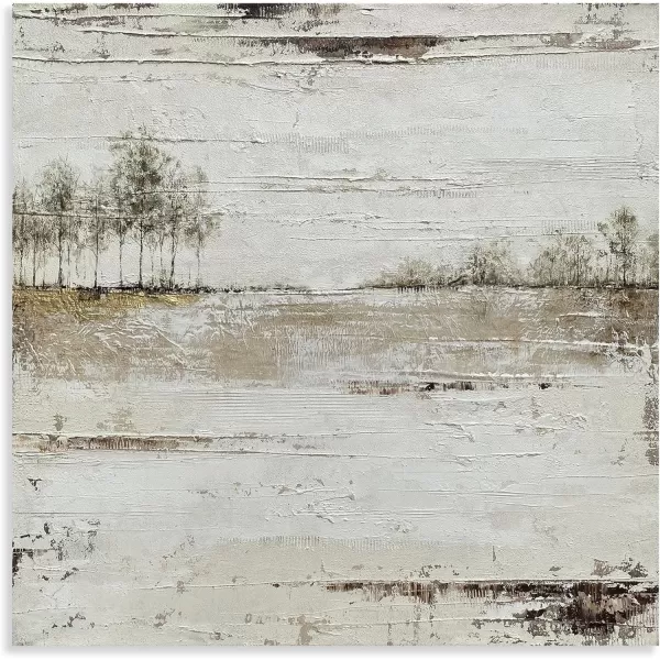 Yihui Arts Tree Couples Canvas Wall Art - Large Vertical Painting Picture with Gold Foil, Perfect for Family, Office, Bathroom or Nature Decor in Grey, White and Gold