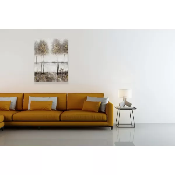 Yihui Arts Tree Couples Canvas Wall Art - Large Vertical Painting Picture with Gold Foil, Perfect for Family, Office, Bathroom or Nature Decor in Grey, White and Gold