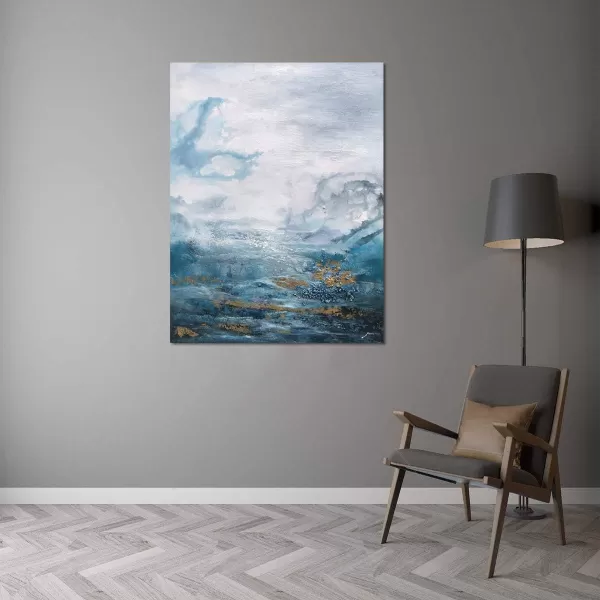 Yihui Arts Tree Couples Canvas Wall Art - Large Vertical Painting Picture with Gold Foil, Perfect for Family, Office, Bathroom or Nature Decor in Grey, White and Gold