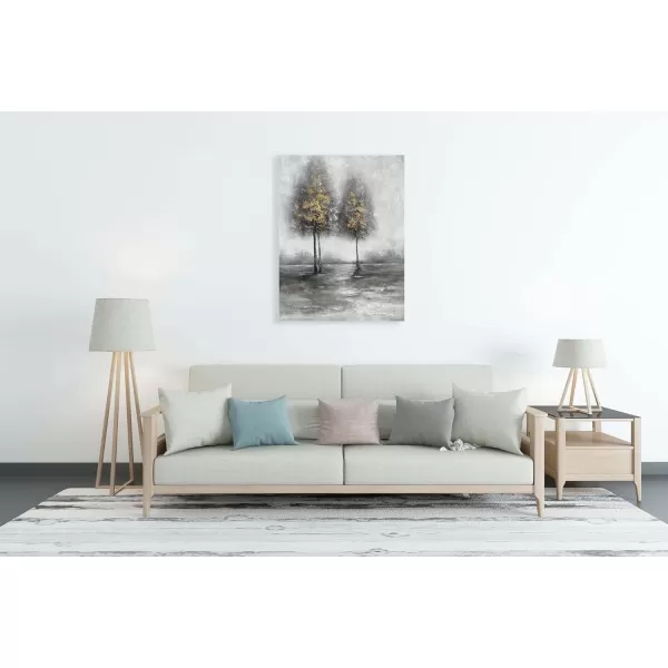 Yihui Arts Tree Couples Canvas Wall Art - Large Vertical Painting Picture with Gold Foil, Perfect for Family, Office, Bathroom or Nature Decor in Grey, White and Gold