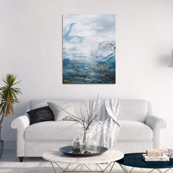 Yihui Arts Tree Couples Canvas Wall Art - Large Vertical Painting Picture with Gold Foil, Perfect for Family, Office, Bathroom or Nature Decor in Grey, White and Gold