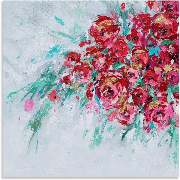 Yihui Arts White Flower Canvas Wall Art with Textured - Square Artwork for Bedroom Over Bed Decor