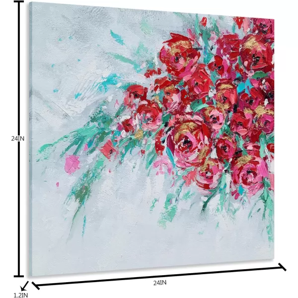 Yihui Arts White Flower Canvas Wall Art with Textured - Square Artwork for Bedroom Over Bed Decor