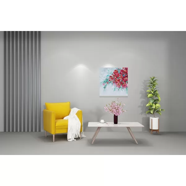 Yihui Arts White Flower Canvas Wall Art with Textured - Square Artwork for Bedroom Over Bed Decor
