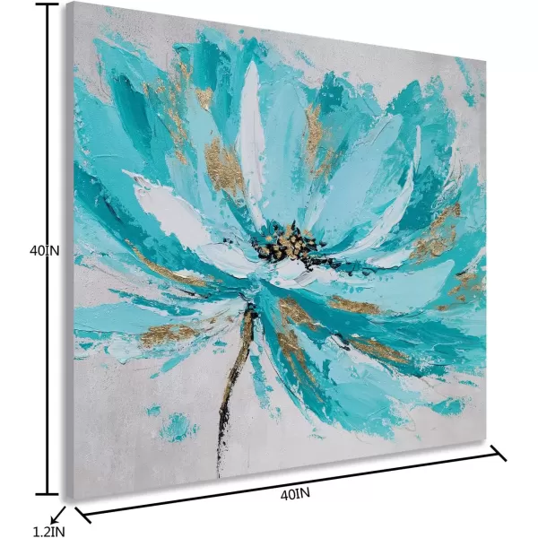 Yihui Arts Wild Sunflower Wall Art Framed Painting Pictures With Gold Foil For Farmhouse Living Room Decoration