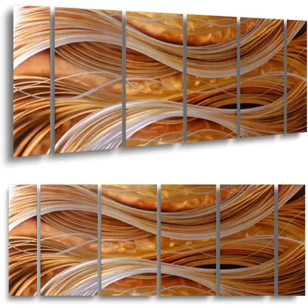 Yihui Arts Abstract Metal Wall Art for Living Room Hand Grind on Aluminum 3D Artwork Modern Pictures for Bedroom Dinning Decor 