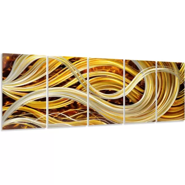 Yihui Arts Abstract Metal Wall Art for Living Room Hand Grind on Aluminum 3D Artwork Modern Pictures for Bedroom Dinning Decor 