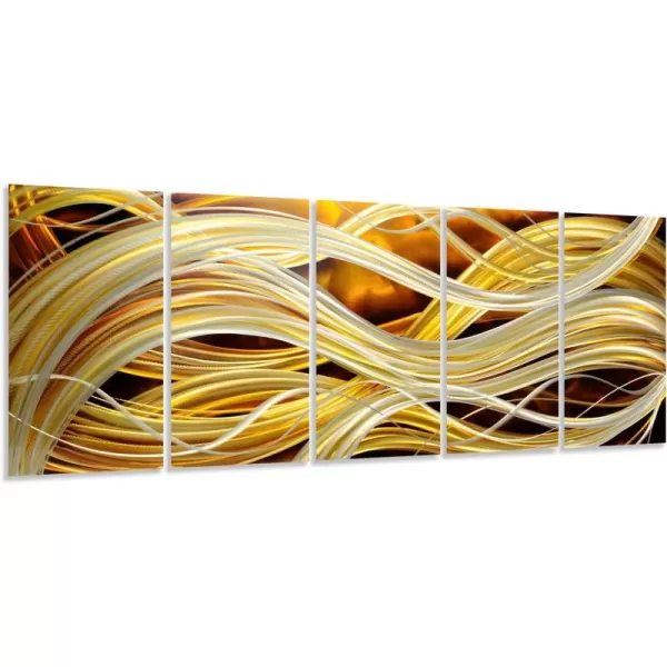 Yihui Arts Abstract Metal Wall Art for Living Room Hand Grind on Aluminum 3D Artwork Modern Pictures for Bedroom Dinning Decor 