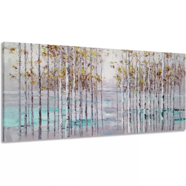 Yihui Arts Birch Tree Canvas Wall Art With Textured and Gold Foil Modern Abstract Forest Paintings Contemporary Landscape Pictures Large Artwork for Living Room Bedroom Dinning Room Decor