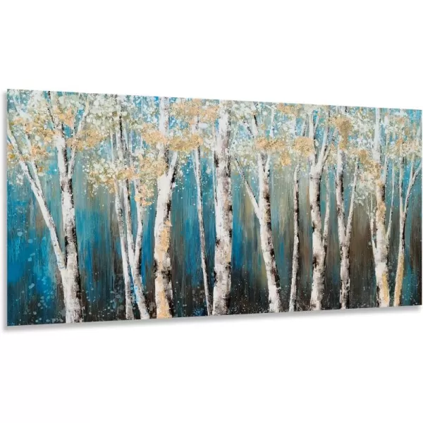Yihui Arts Birch Tree Canvas Wall Art With Textured and Gold Foil Modern Abstract Forest Paintings Contemporary Landscape Pictures Large Artwork for Living Room Bedroom Dinning Room Decor