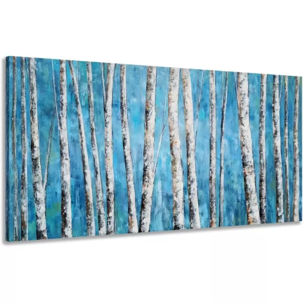 Yihui Arts Birch Tree Canvas Wall Art With Textured and Gold Foil Modern Abstract Forest Paintings Contemporary Landscape Pictures Large Artwork for Living Room Bedroom Dinning Room Decor