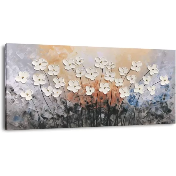 Yihui Arts Blue Flower Canvas Wall Art Painting Pictures Modern 3D Effect Artwork with Framed for Living Room Decor