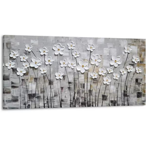 Yihui Arts Blue Flower Canvas Wall Art Painting Pictures Modern 3D Effect Artwork with Framed for Living Room Decor