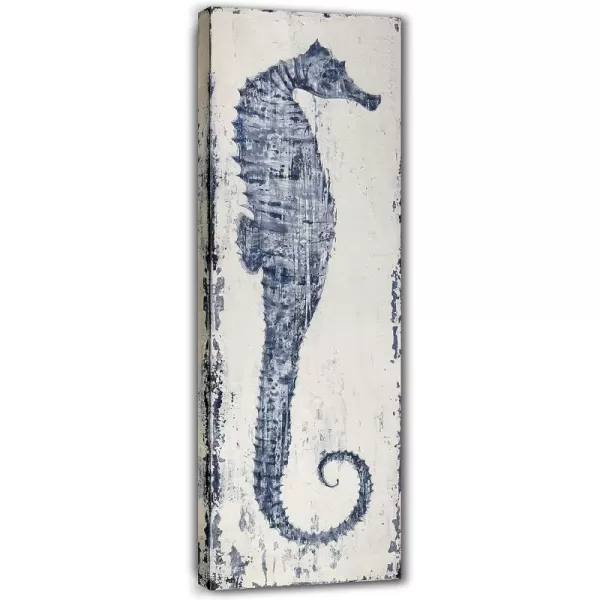 Yihui Arts Canvas Wall Art Hand Painted Abstract Tuna Fish Painting Modern Artwork Coastal Pictures in Blue and White Color for Bedroom Decoration