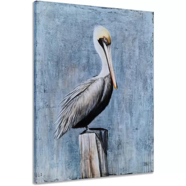 Yihui Arts Coastal Farmhouse Wall Art - Heron Painting with Textured - Realistic Bird Artwork - Vertical Animal Picture for Living Room Bedroom Bathroom Decor