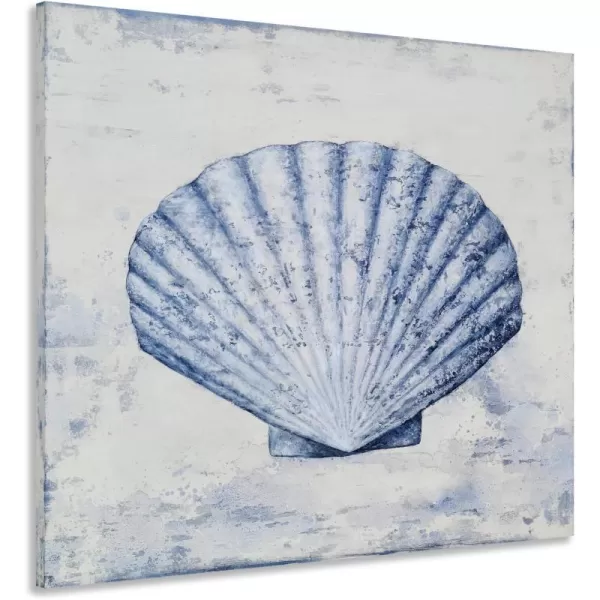 Yihui Arts Coastal Wall Art For Living Room Hand Painted Blue And White Conch Oil Painting Pictures Home Decoration