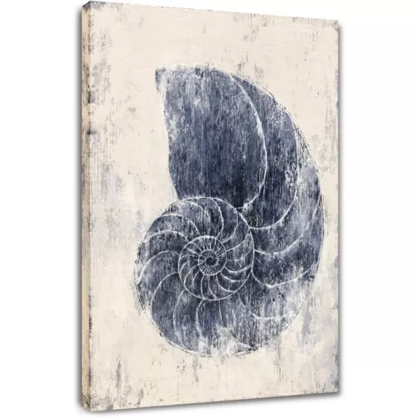 Yihui Arts Coastal Wall Art For Living Room Hand Painted Blue And White Conch Oil Painting Pictures Home Decoration