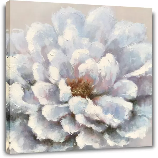 Yihui Arts Flower Canvas Wall Art Hand Painted Aesthetic Paintings Abstract Square Artworks Pictures for Living Room Bedroom Decoration