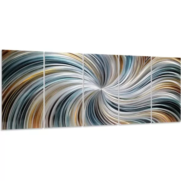 Yihui Arts Hand Crafted 3D Aluminum Metal Wall Art - Large Blue Teal Abstract Design Perfect for Fireplace,Hallway,Yoga Room Decor
