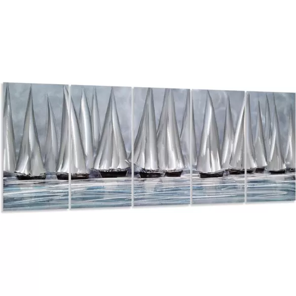 Yihui Arts Hand Crafted 3D Aluminum Metal Wall Art - Large Blue Teal Abstract Design Perfect for Fireplace,Hallway,Yoga Room Decor
