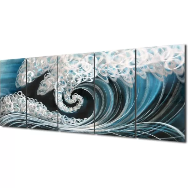 Yihui Arts Handcrafted Colorful Fish Metal Wall Art, Large Metal Wall Art in Modern Ocean Design, 3D Wall Art for Modern and Contemporary Decor, 5-Panels, Metal Wall Decor Works