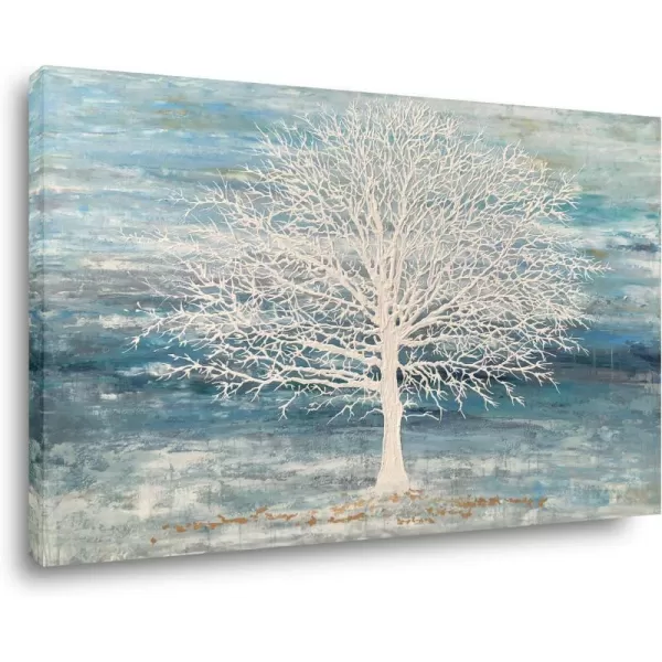 Yihui Arts Modern Birch Tree Canvas Wall Art With Textured Black and White Forest Painting on Canvas Pictures for Living Room Bedroom Bathroom Decoration