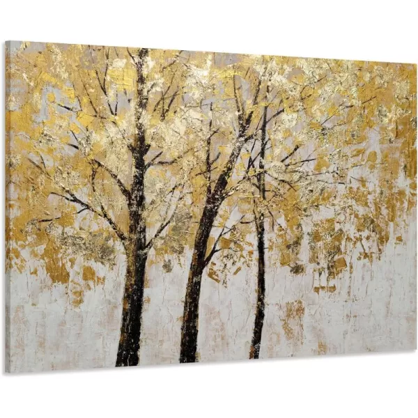 Yihui Arts Modern Birch Tree Canvas Wall Art With Textured Black and White Forest Painting on Canvas Pictures for Living Room Bedroom Bathroom Decoration
