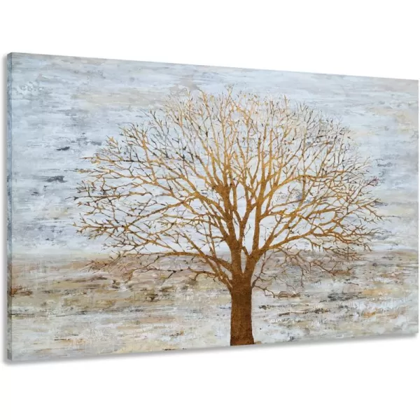 Yihui Arts Modern Birch Tree Canvas Wall Art With Textured Black and White Forest Painting on Canvas Pictures for Living Room Bedroom Bathroom Decoration