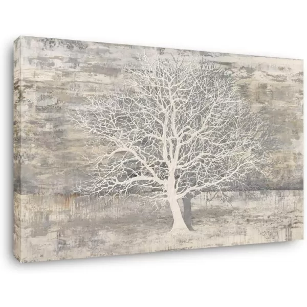 Yihui Arts Modern Birch Tree Canvas Wall Art With Textured Black and White Forest Painting on Canvas Pictures for Living Room Bedroom Bathroom Decoration