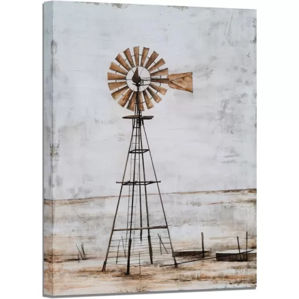 Yihui Arts Rustic Wall Decor Old Barn Canvas Wall Art Hand Painted Vintage Farmhouse Painting Pictures for Living Room