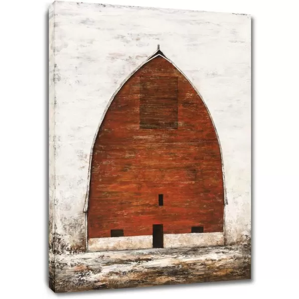 Yihui Arts Rustic Wall Decor Old Barn Canvas Wall Art Hand Painted Vintage Farmhouse Painting Pictures for Living Room