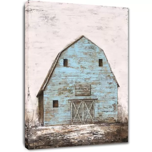 Yihui Arts Rustic Wall Decor Old Barn Canvas Wall Art Hand Painted Vintage Farmhouse Painting Pictures for Living Room