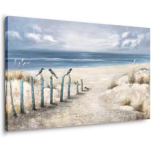 Yihui Arts Sea Turtle Wall Art Hand Painted Coastal Paintings Nautical Decor Blue and White Canvas Pictures Ocean Animal Posters for Living Room Bedroom Bathroom Decoration