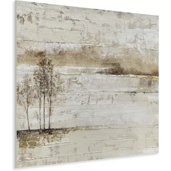 Yihui Arts Tree Couples Canvas Wall Art - Large Vertical Painting Picture with Gold Foil, Perfect for Family, Office, Bathroom or Nature Decor in Grey, White and Gold