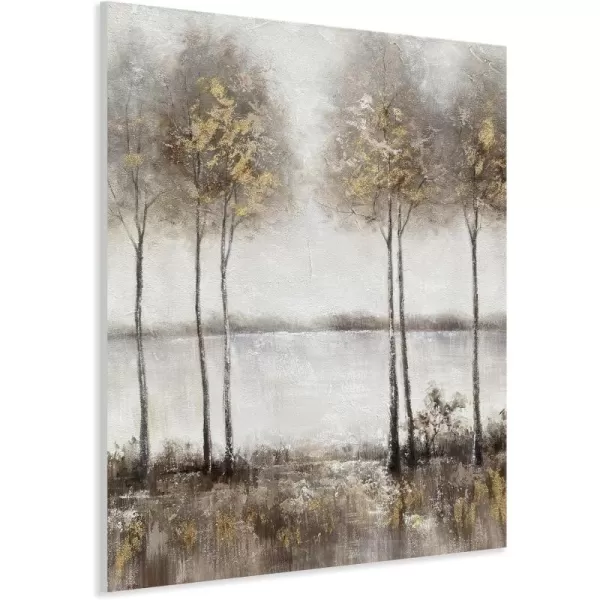 Yihui Arts Tree Couples Canvas Wall Art - Large Vertical Painting Picture with Gold Foil, Perfect for Family, Office, Bathroom or Nature Decor in Grey, White and Gold