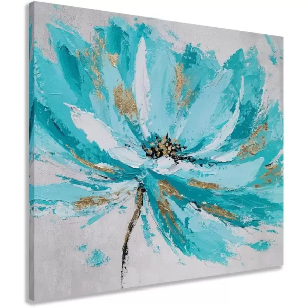 Yihui Arts Wild Sunflower Wall Art Framed Painting Pictures With Gold Foil For Farmhouse Living Room Decoration