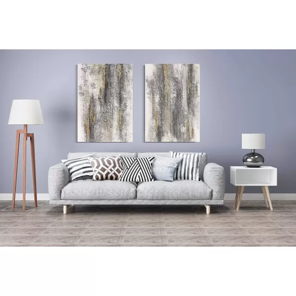 Yihui Arts Modern Abstract Canvas Wall Art Decor Grey White Gold Foil Paining Pictures With Sand Heavy Textures Artwork For Living Room Decoration