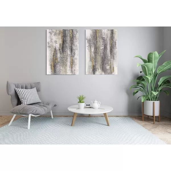 Yihui Arts Modern Abstract Canvas Wall Art Decor Grey White Gold Foil Paining Pictures With Sand Heavy Textures Artwork For Living Room Decoration