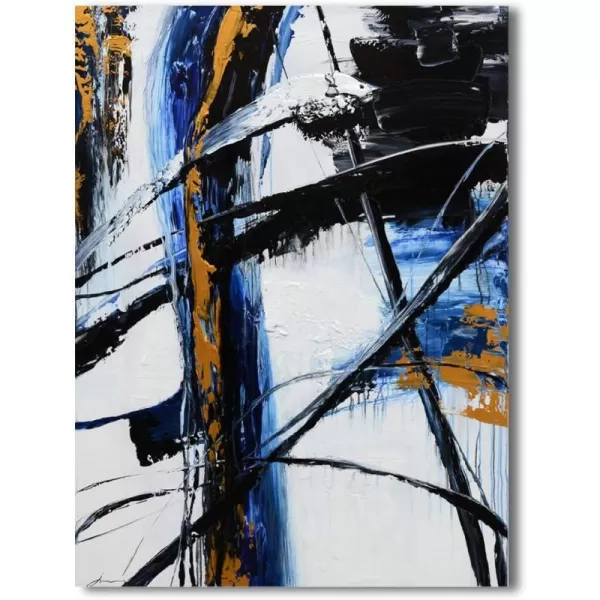 Yihui Arts Modern Abstract Canvas Wall Art Decor Grey White Gold Foil Paining Pictures With Sand Heavy Textures Artwork For Living Room Decoration