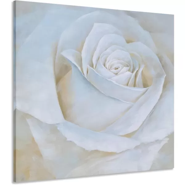 Yihui Arts White Rose Canvas Painting with Textured - Perfect for Bathroom, Bedroom, and Living Room Wall Decor