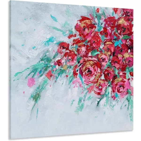 Yihui Arts White Rose Canvas Painting with Textured - Perfect for Bathroom, Bedroom, and Living Room Wall Decor