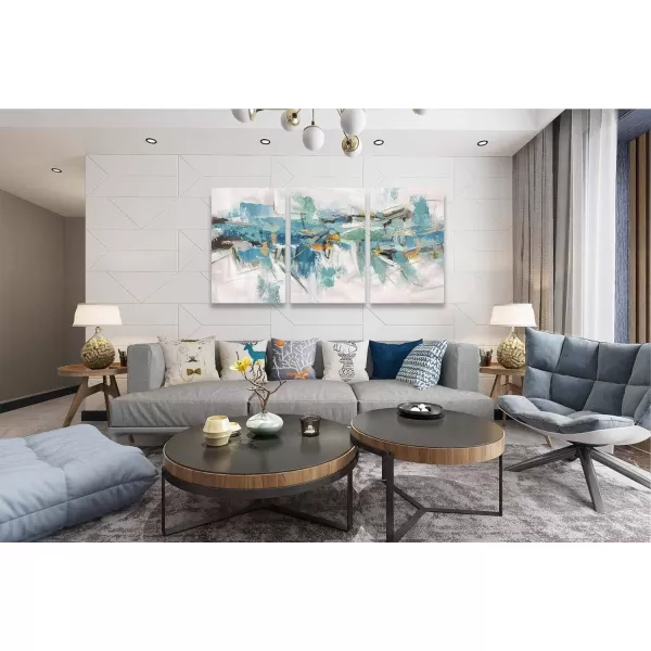 Yihui Arts 4 Panel Abstract Oil Painting - Hand Painted Canvas Wall Art Pictures for Living Room Bedroom Bathroom Decoration