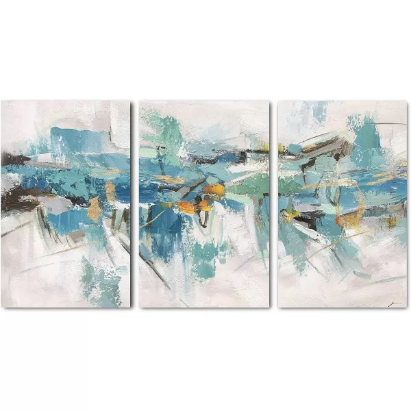 Yihui Arts 4 Panel Abstract Oil Painting - Hand Painted Canvas Wall Art Pictures for Living Room Bedroom Bathroom Decoration