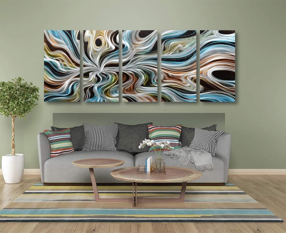 Yihui Arts Abstrct Colorful Metal Wall Art Handcrafted Sculpture Decor 3D Aluminum Art for Modern and Contemporary Home Living Room Bedroom Decor