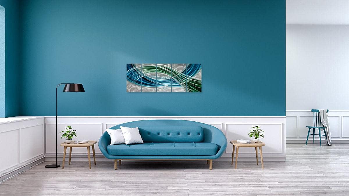 Yihui Arts Abstrct Colorful Metal Wall Art Handcrafted Sculpture Decor 3D Aluminum Art for Modern and Contemporary Home Living Room Bedroom Decor