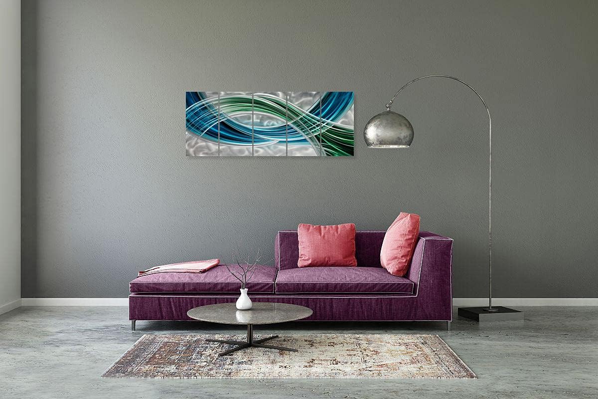 Yihui Arts Abstrct Colorful Metal Wall Art Handcrafted Sculpture Decor 3D Aluminum Art for Modern and Contemporary Home Living Room Bedroom Decor