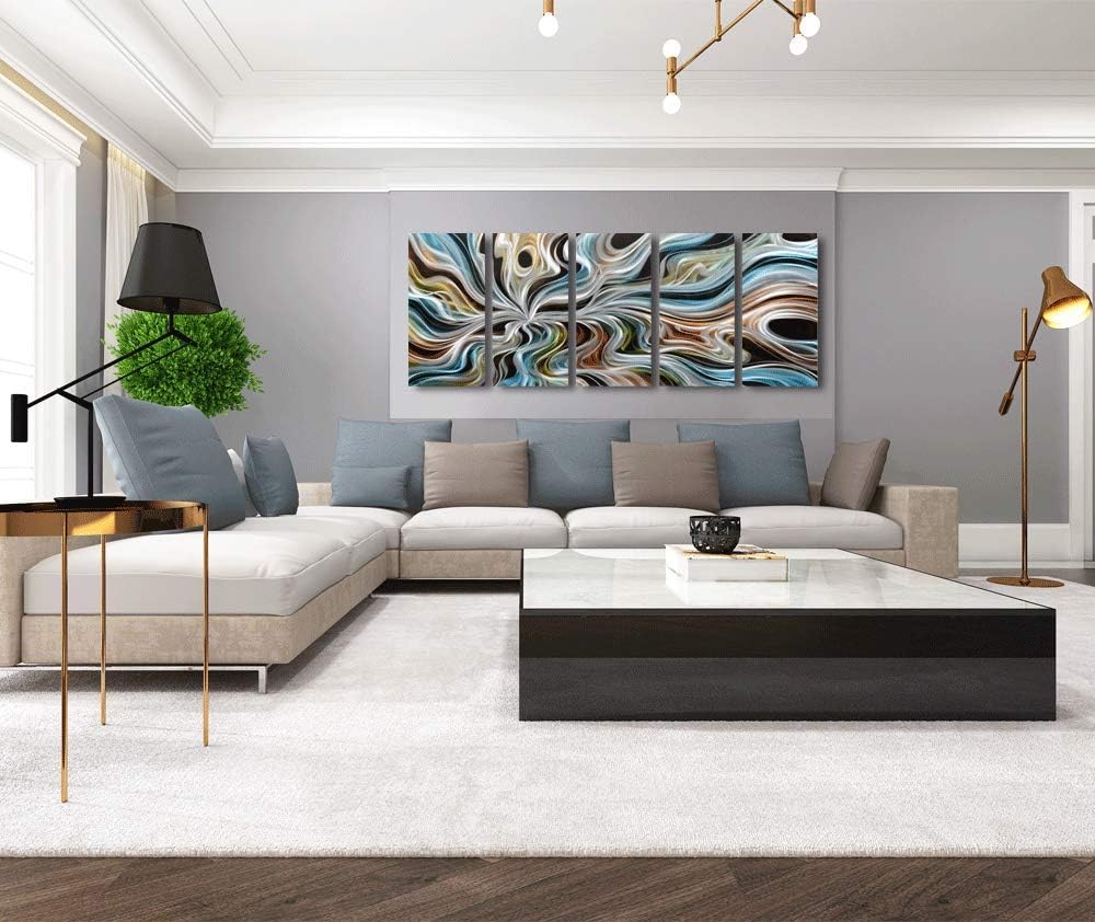 Yihui Arts Abstrct Colorful Metal Wall Art Handcrafted Sculpture Decor 3D Aluminum Art for Modern and Contemporary Home Living Room Bedroom Decor
